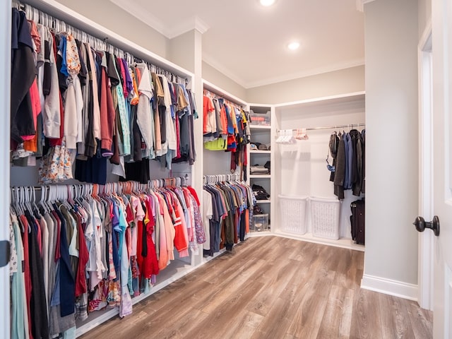 walk in closet featuring hardwood / wood-style flooring