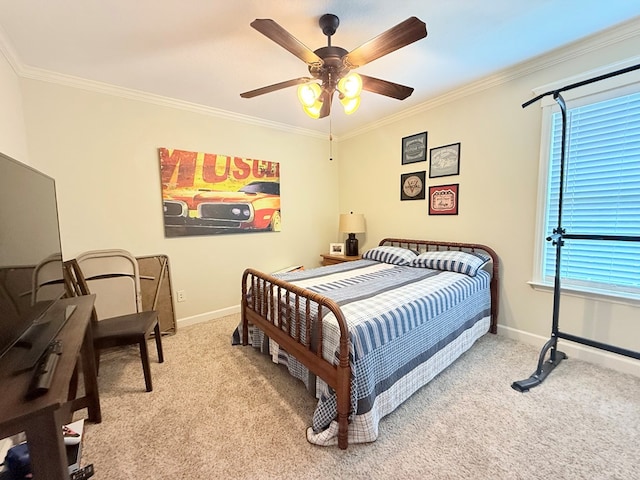 4172 Bright Crk, Hahira, GA 31632 - bedroom with light colored carpet, ornamental molding, multiple windows, and ceiling fan
