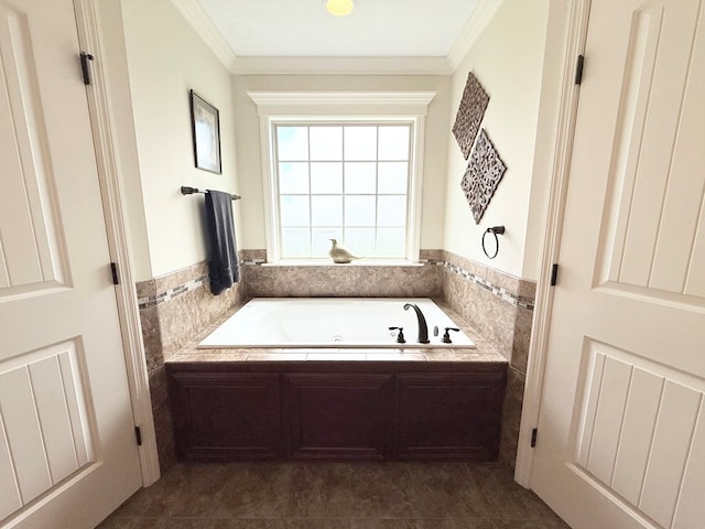 4172 Bright Crk, Hahira, GA 31632 - bathroom featuring a jetted tub and ornamental molding