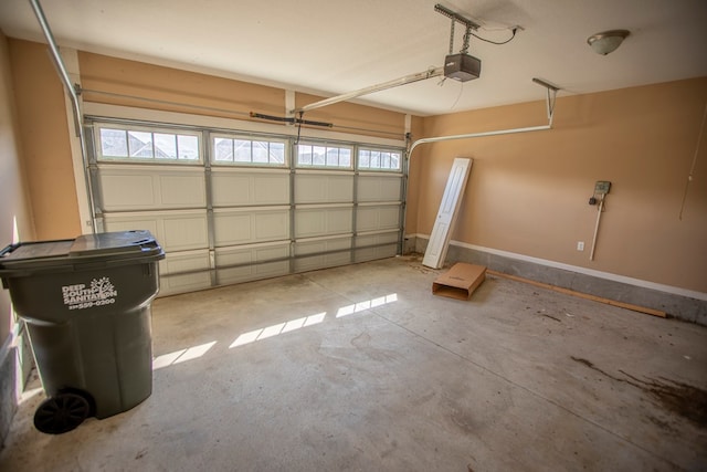 garage with a garage door opener