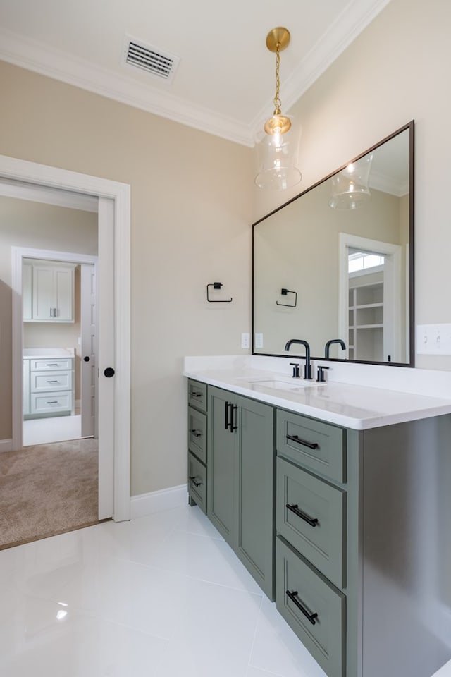 4856 Brown Cat Cir, Hahira, GA 31632 - bathroom with ornamental molding and vanity