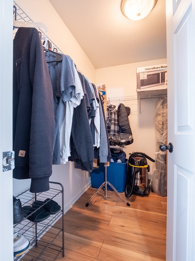 spacious closet with hardwood / wood-style floors