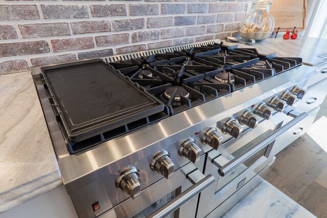 room details featuring high end stainless steel range