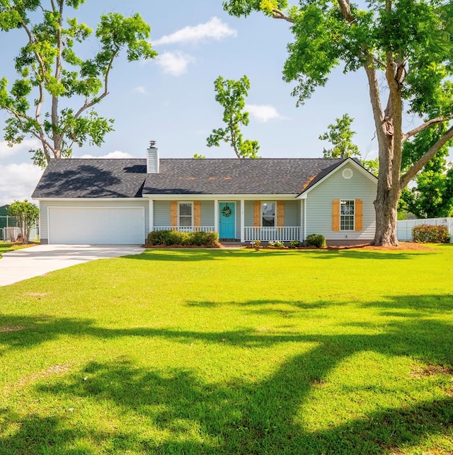 3875 Studstill Rd, Valdosta, GA 31605 - single story home with covered porch, concrete driveway, a garage, and a chimney