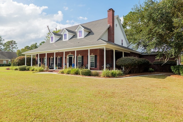 view of front of home featuring a front yard and a porch