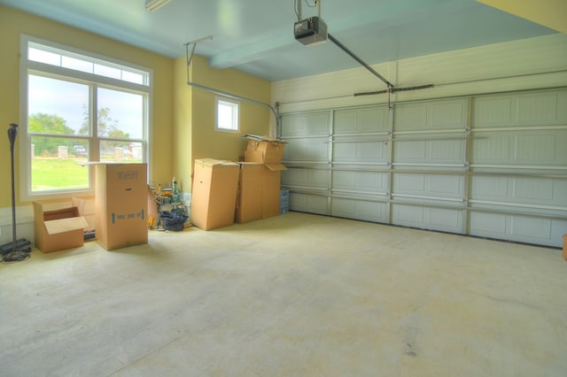 garage with a garage door opener