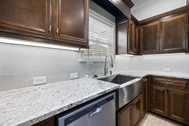 4740 Amelia Cir, Hahira, GA 31632 - kitchen with dishwasher, tasteful backsplash, and light stone counters