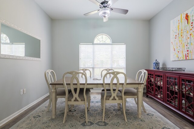 4604 Rustic Ridge Rd, Valdosta, GA 31602 - dining area with wood finished floors and ceiling fan