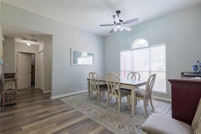 4604 Rustic Ridge Rd, Valdosta, GA 31602 - dining area featuring wood finished floors and a ceiling fan
