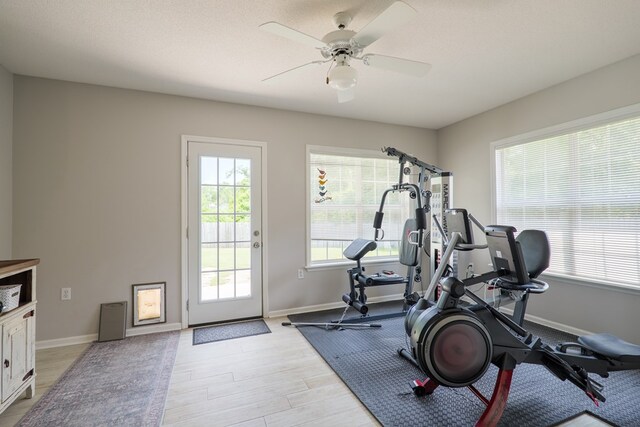 4604 Rustic Ridge Rd, Valdosta, GA 31602 - workout area featuring ceiling fan and light wood-type flooring