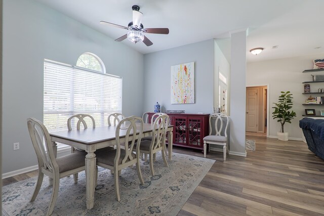 4604 Rustic Ridge Rd, Valdosta, GA 31602 - dining area with wood finished floors and ceiling fan