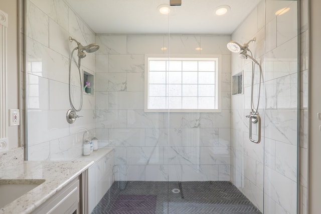 4604 Rustic Ridge Rd, Valdosta, GA 31602 - bathroom with a stall shower and vanity