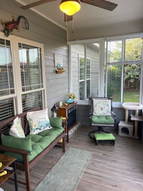 4686 Rudy Way, Hahira, GA 31632 - sunroom / solarium featuring a ceiling fan