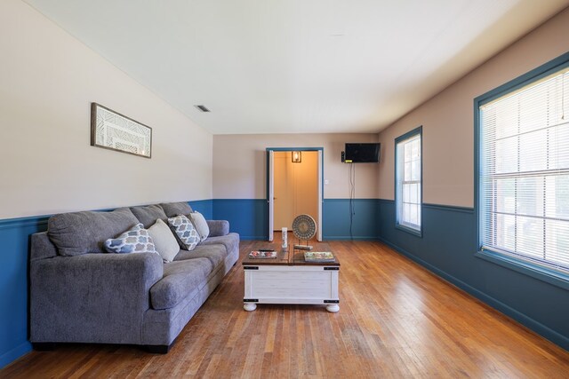 living room with wood-type flooring