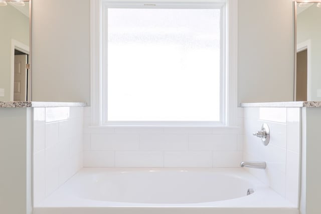 bathroom featuring a wealth of natural light and a washtub