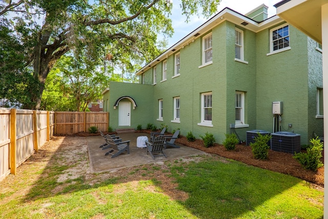 200 E College St, Valdosta, GA 31602 - rear view of house with a fenced backyard, a patio, stucco siding, and cooling unit