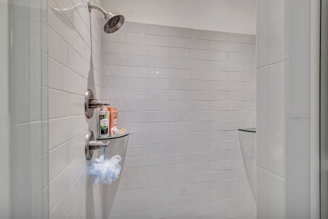 interior details with a shower stall