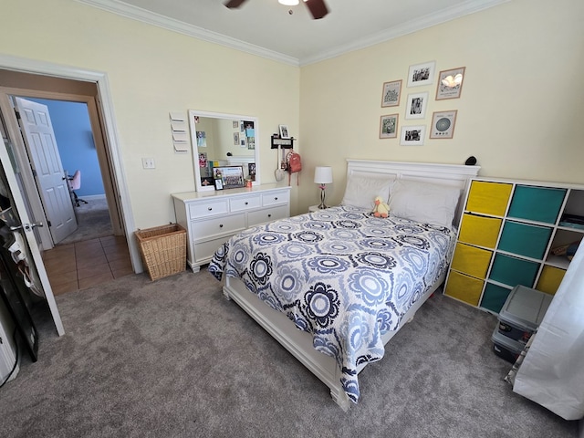 3265 Summer Meadows Rd, Valdosta, GA 31601 - carpeted bedroom featuring ornamental molding and ceiling fan