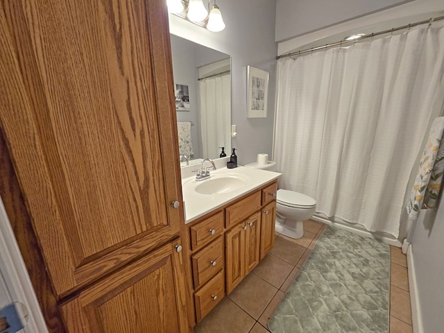 3265 Summer Meadows Rd, Valdosta, GA 31601 - full bath featuring toilet, vanity, tile patterned floors, and a shower with curtain