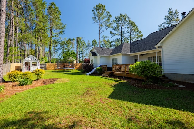4773 Pawnee Dr, Hahira, GA 31632 - view of yard featuring a trampoline and a deck