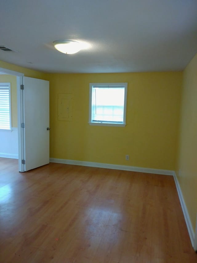 empty room with plenty of natural light and light wood-type flooring