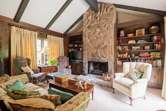 303 Breckenridge Dr, Valdosta, GA 31605 - carpeted living area featuring a stone fireplace