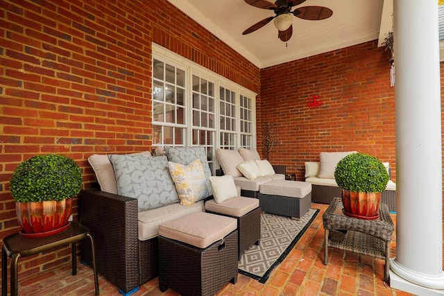 view of patio with ceiling fan and covered porch