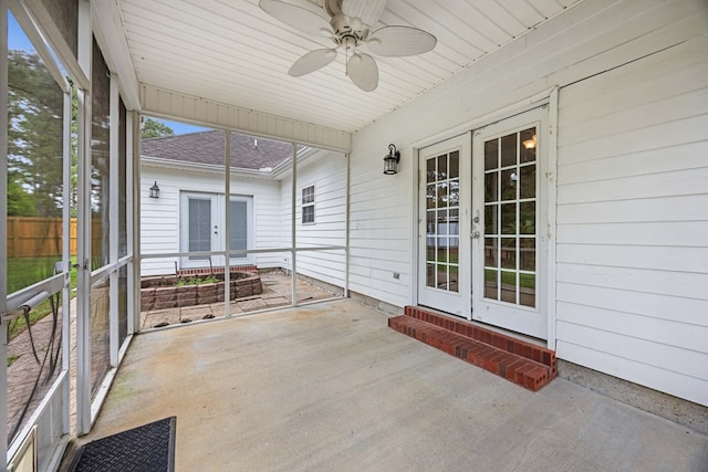 4143 Whithorn Way, Valdosta, GA 31605 - unfurnished sunroom featuring french doors and ceiling fan