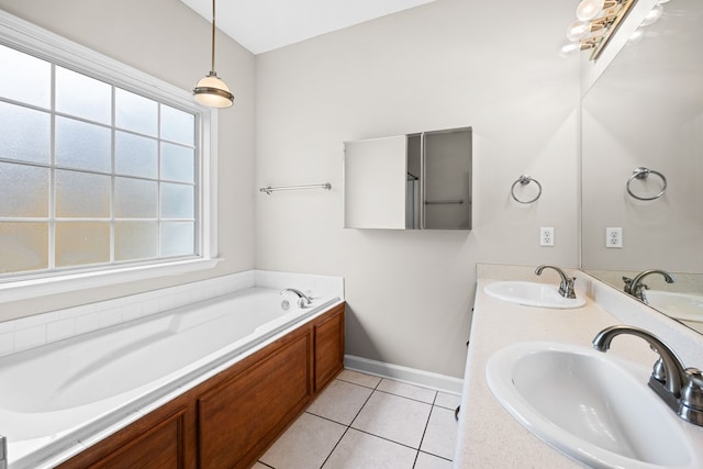 4143 Whithorn Way, Valdosta, GA 31605 - full bathroom featuring tile patterned floors, a bath, double vanity, and baseboards