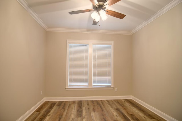 3039 Mary Powell Way, Hahira, GA 31632 - unfurnished room with ornamental molding, baseboards, wood finished floors, and ceiling fan