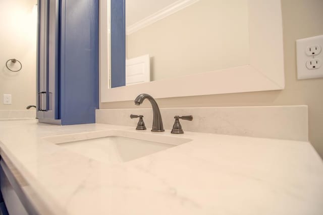 3039 Mary Powell Way, Hahira, GA 31632 - bathroom with ornamental molding and vanity