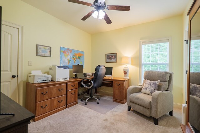 5080 Carlton Ridge Cir, Hahira, GA 31632 - office with ceiling fan and light colored carpet