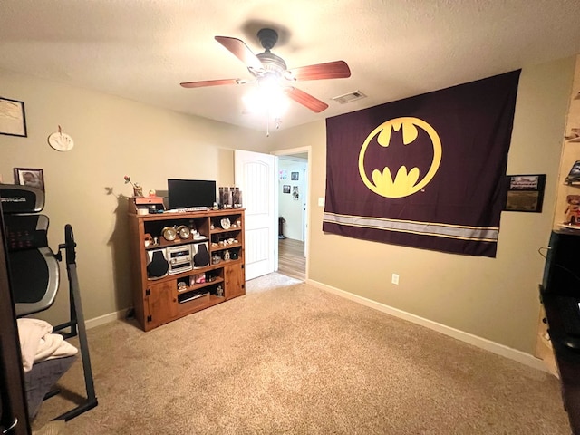 5612 Emily Ln, Hahira, GA 31632 - carpeted office space with ceiling fan and a textured ceiling