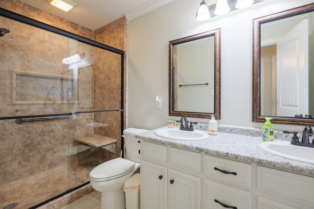 4137 Nelson Hill Pl, Hahira, GA 31632 - full bath featuring double vanity, a shower stall, and tile patterned floors