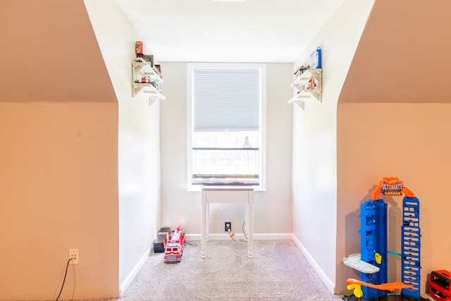 game room featuring carpet flooring