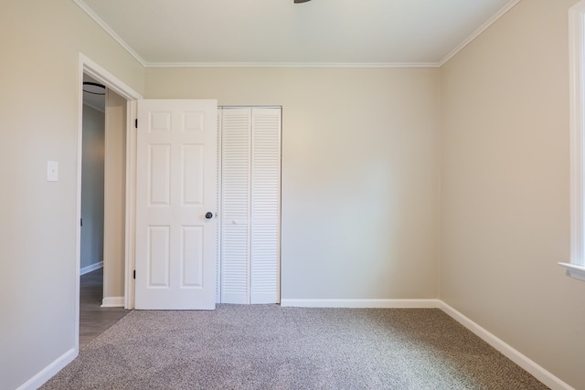 2019 Falling Leaf Ln, Valdosta, GA 31602 - unfurnished bedroom featuring carpet floors, a closet, and ornamental molding