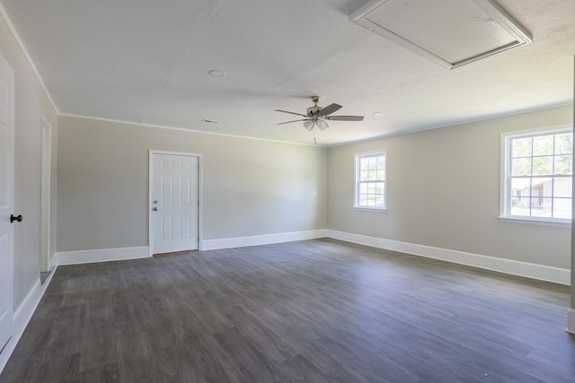 2019 Falling Leaf Ln, Valdosta, GA 31602 - empty room featuring dark wood-type flooring, a ceiling fan, and crown molding