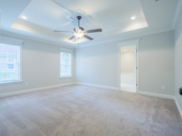 5674 Clydetta Dr, Lake Park, GA 31636 - spare room with a tray ceiling, ornamental molding, plenty of natural light, a ceiling fan, and recessed lighting
