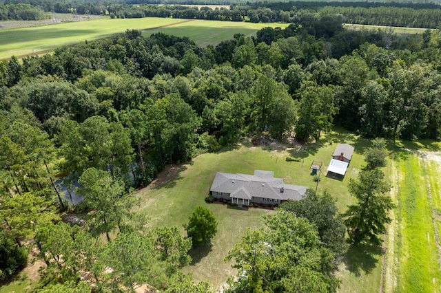 birds eye view of property featuring a rural view