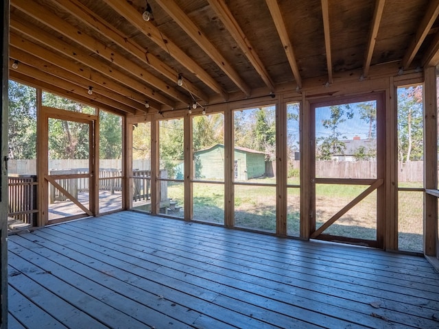 view of unfurnished sunroom