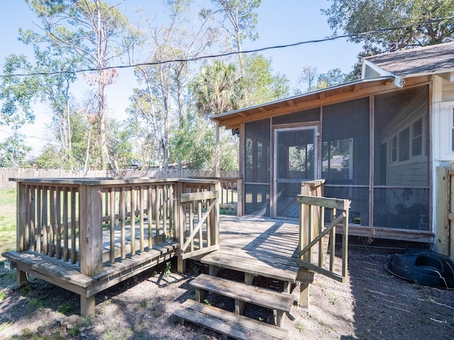 deck featuring a sunroom