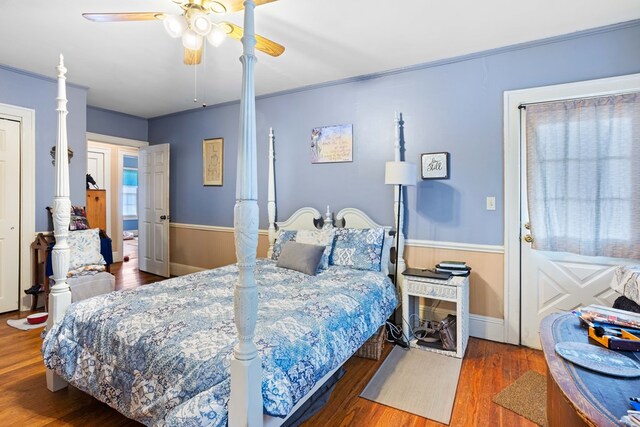 711 S Parrish Ave, Adel, GA 31620 - bedroom featuring a ceiling fan and wood finished floors