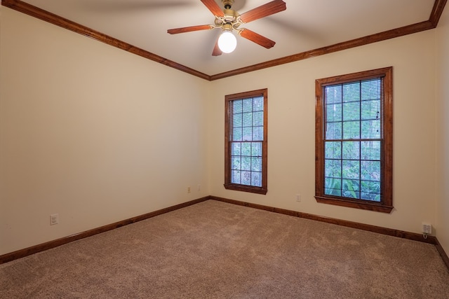 4849 Oak Arbor Dr, Valdosta, GA 31602 - carpeted spare room with ornamental molding and a ceiling fan
