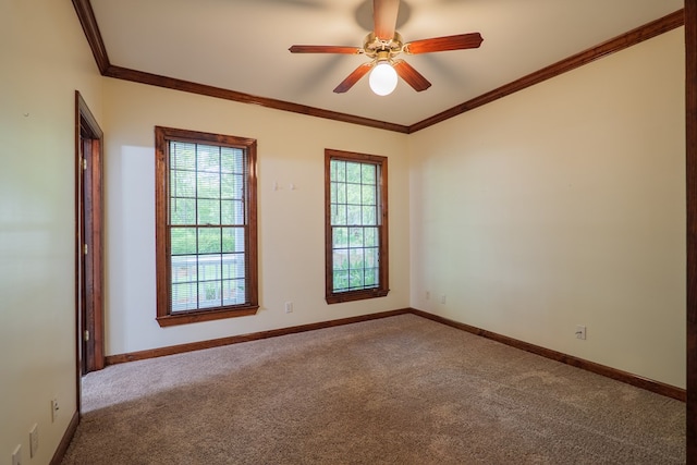4849 Oak Arbor Dr, Valdosta, GA 31602 - unfurnished room with carpet flooring, a ceiling fan, and ornamental molding