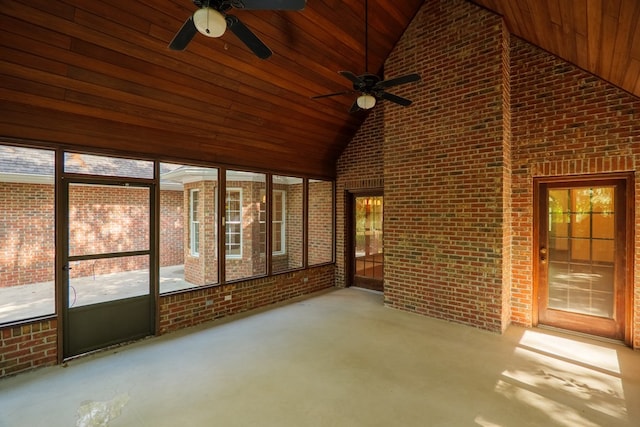 4849 Oak Arbor Dr, Valdosta, GA 31602 - unfurnished sunroom featuring a ceiling fan and vaulted ceiling