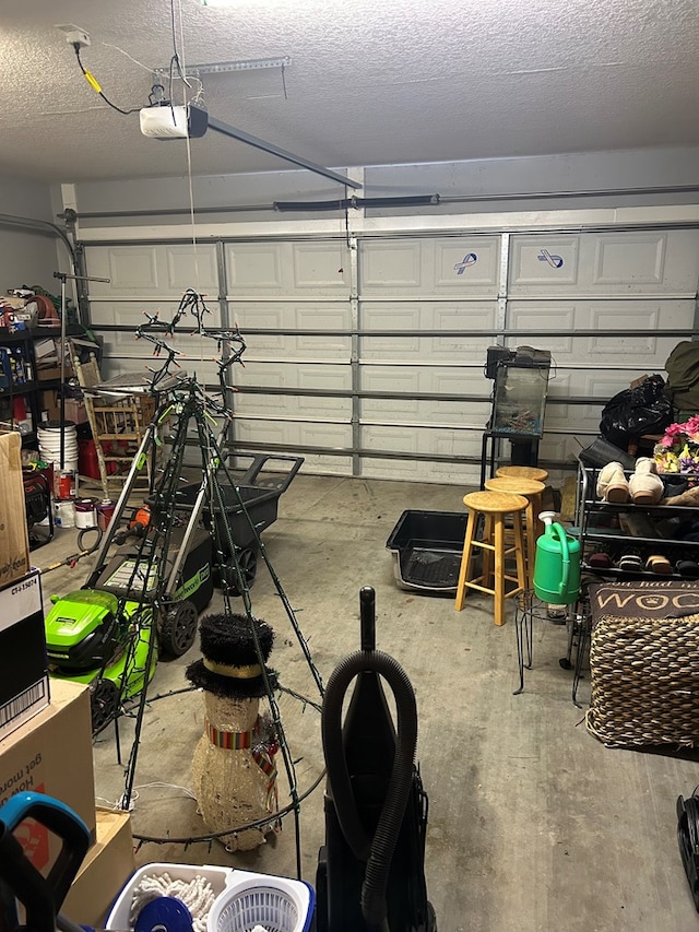 garage with a garage door opener