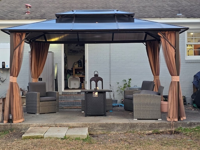 view of patio / terrace featuring a gazebo