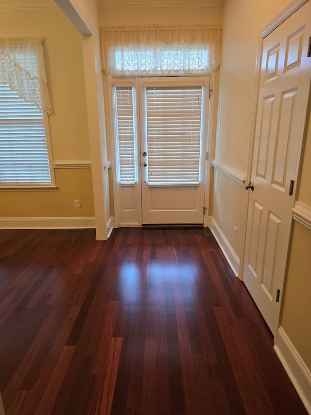 doorway to outside featuring dark hardwood / wood-style floors