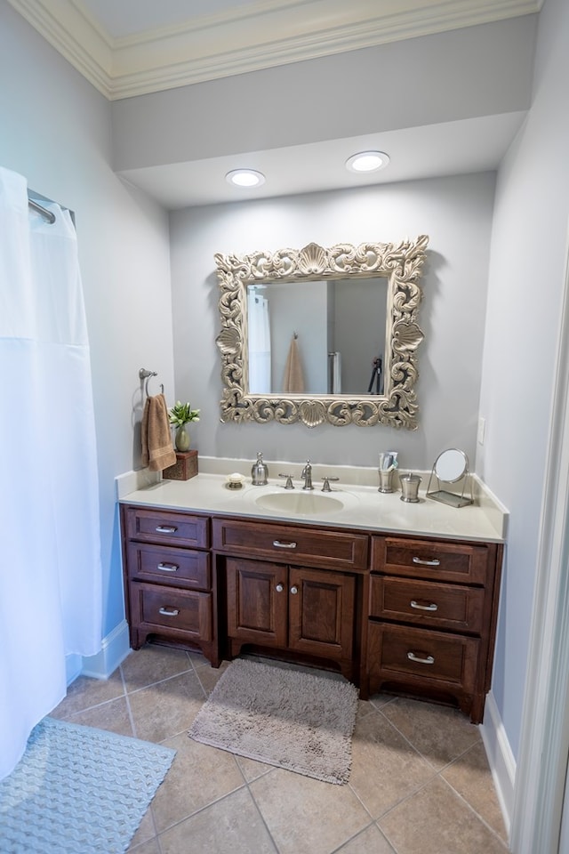 4059 Live Oaks Cir, Valdosta, GA 31601 - bathroom featuring vanity, tile patterned flooring, and ornamental molding