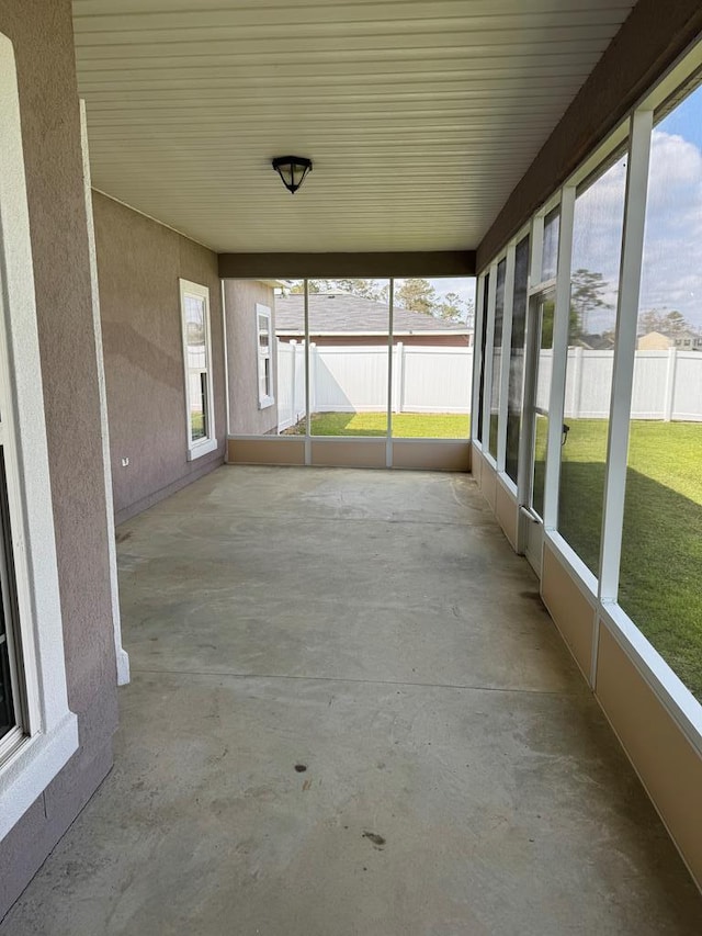 view of unfurnished sunroom